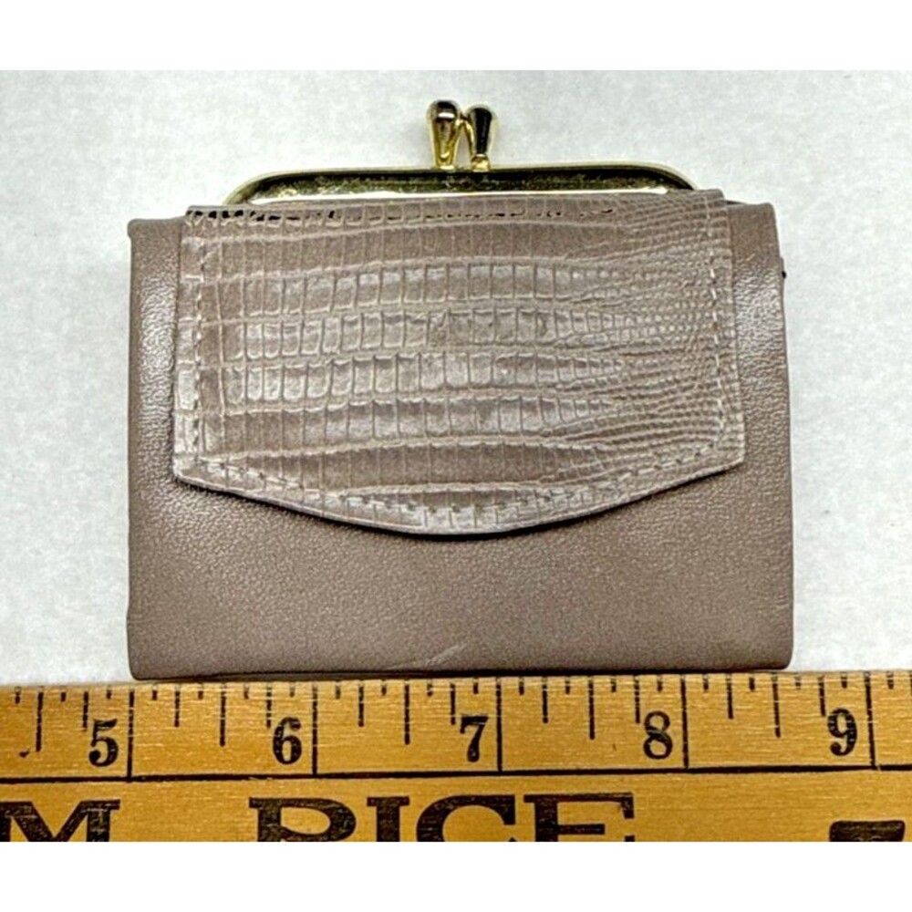 Prince Gardner Vintage Leather Wallet Taupe Kiss Lock Coin Purse Card Wallet